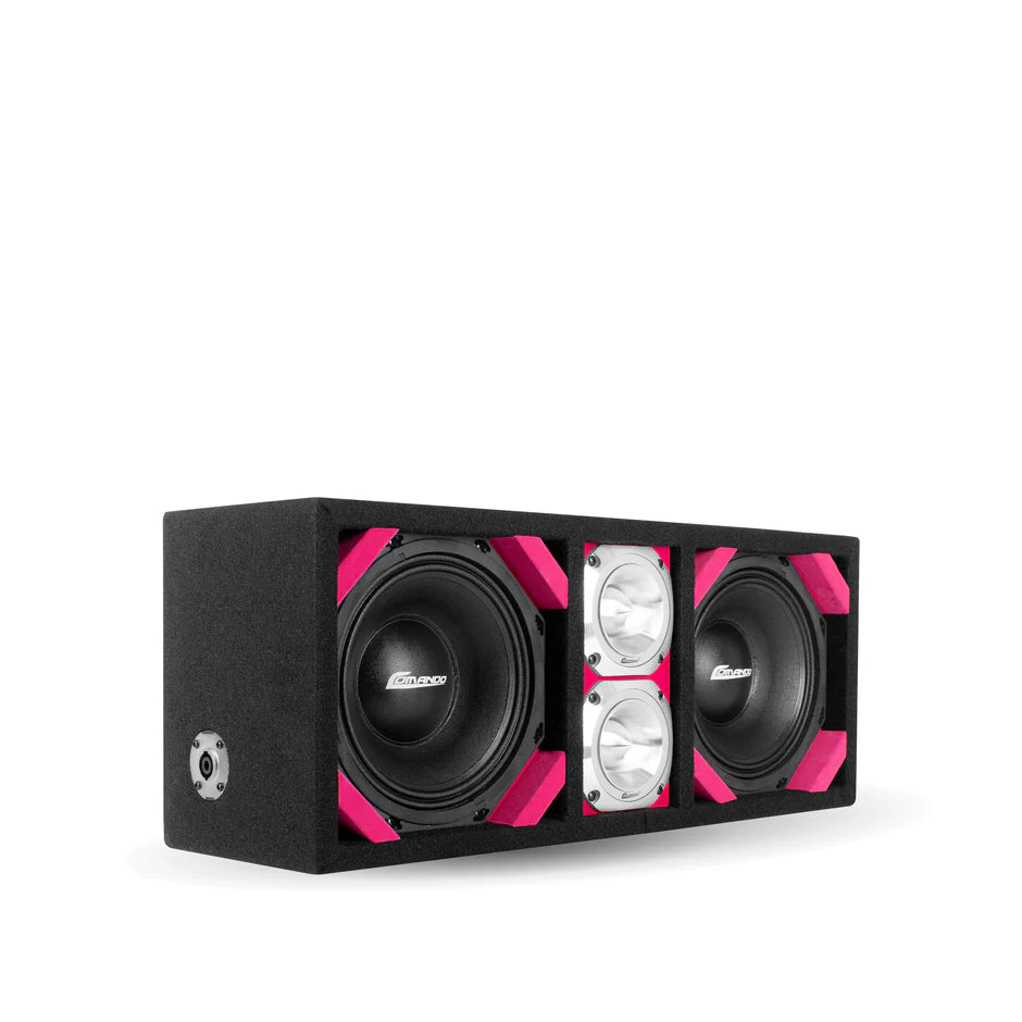 Comando - KTPONV2-208PINK / DUAL 8" PINK LOADED PORTED BOX + 2 TWEETER