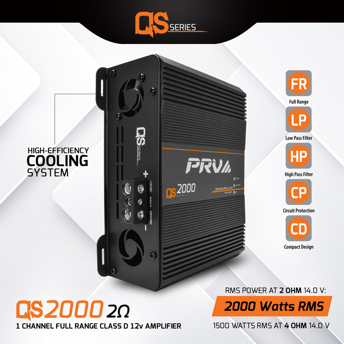 QS2000 | 2 Ohm 2000 Watt Amp Car Audio Amplifier