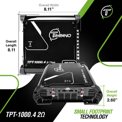 TPT-1000.4 | Compact 4 Channel Car Audio Amplifier – 4 x 260 Watts at 2 Ohms